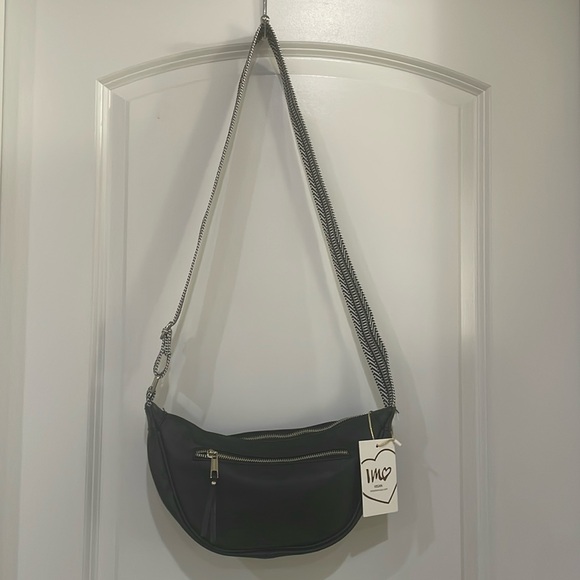 NWT IMOSHION brand Vegan Leather crossbody shoulder bag‎ black & white - Picture 1 of 4